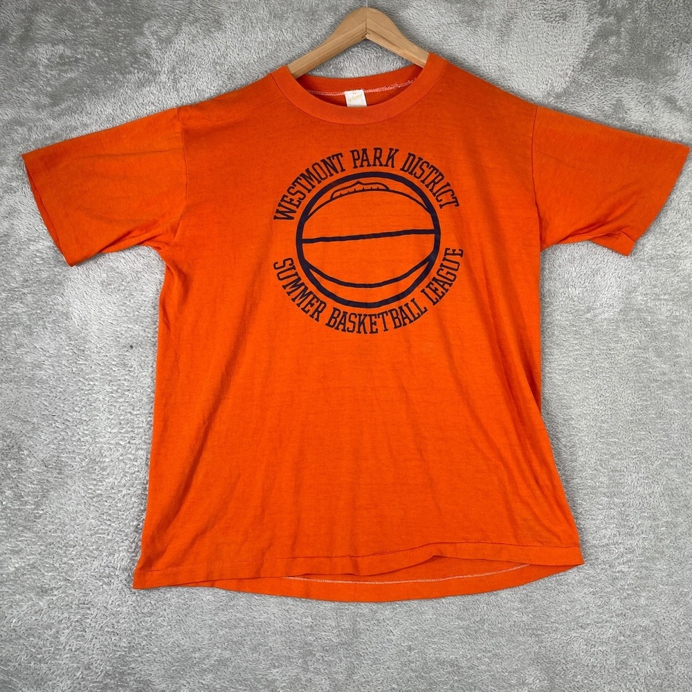 Westmont Basketball League Shirt Mens XL Orange 80s Single Stitch Sportswear USA